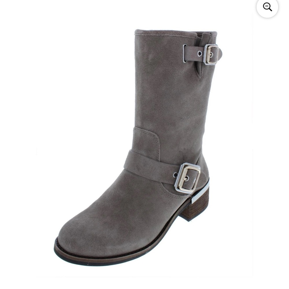 Vince Camuto boots windy buckle Moto Mid-Calf boots NWOT size 8.5 Gray